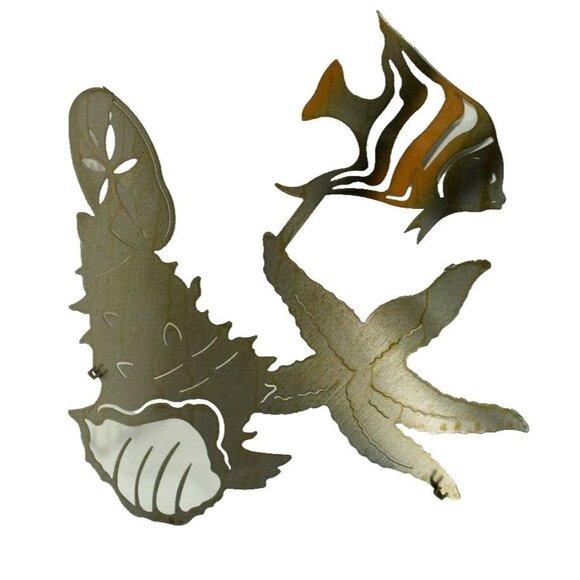 Lazart 3D Sea Shells 20 inch Metal Decorative Laser Wall Art Rustic, Nautical - Picture 2 of 5